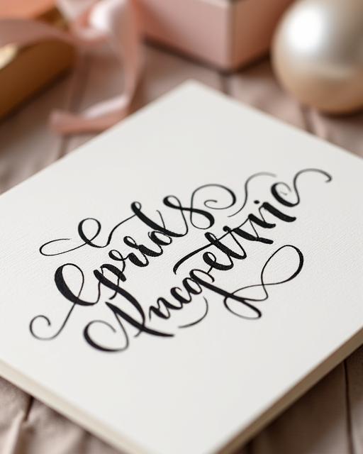 A close-up of a beautifully hand-lettered custom gift card.
